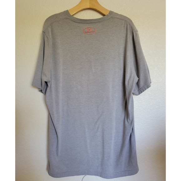 Mens Under armour gray graphic tee Size large with orange and black letters - Picture 2 of 5